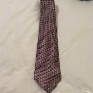 Ermenegildo Zegna Silk Red and Gray Patterned Tie